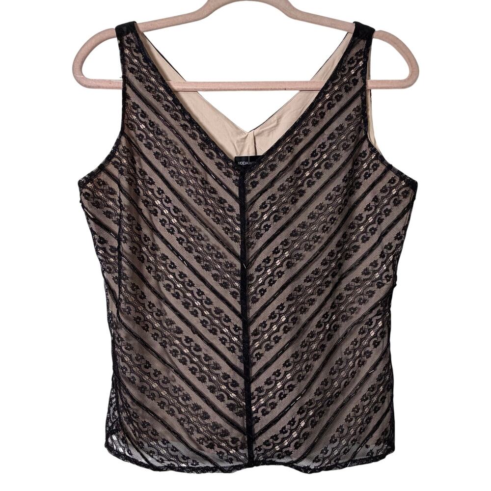 Md NWOT Moda International Beaded Lace Tank Top Y2k Glam Whimsigoth Elegant Chic